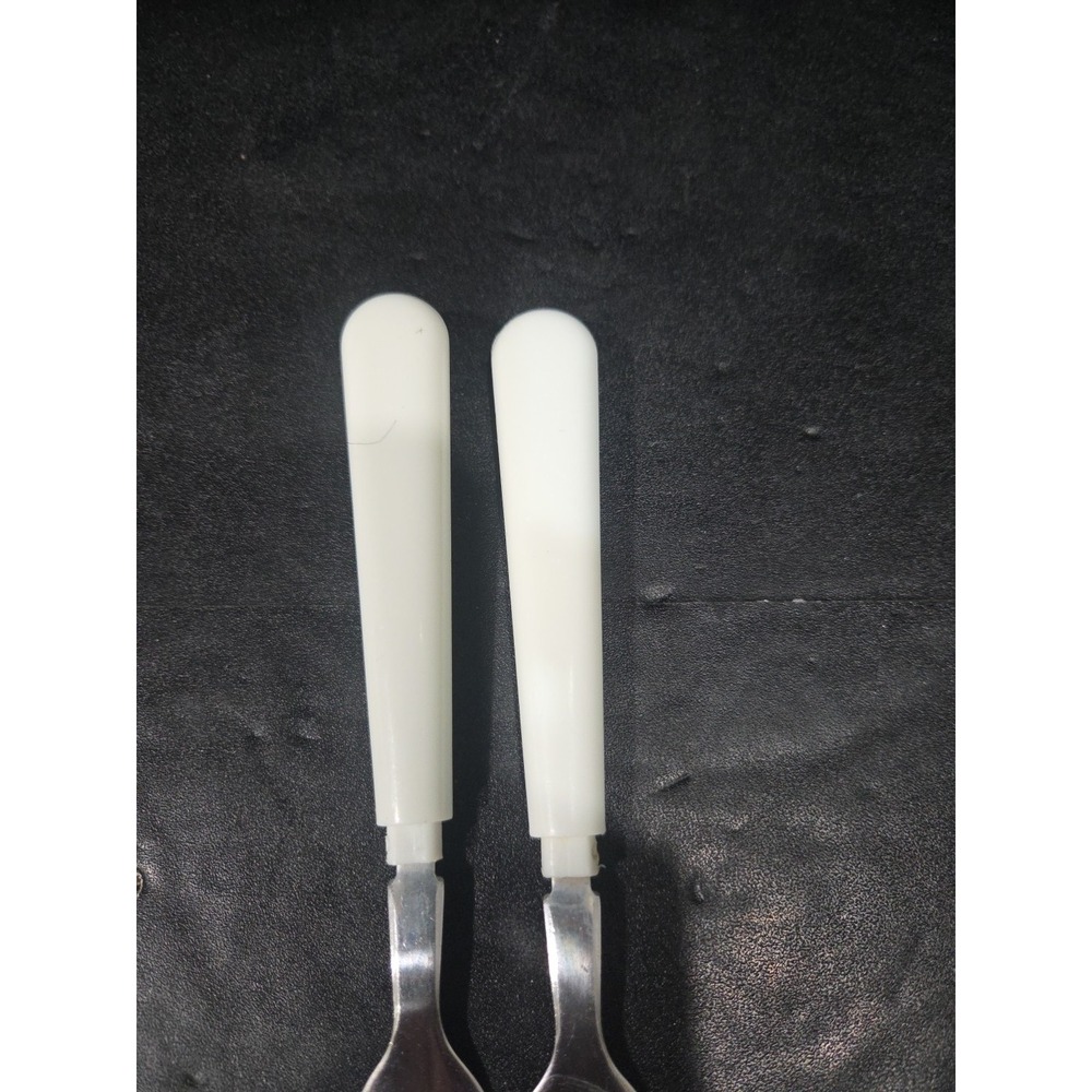 Corelle Plain White Salad Forks, Set Of 2, Vtg Dinner Forks, Collectible Corelle - Picture 5 of 6